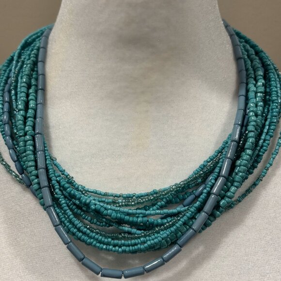 2 dYe 4 jewlery Jewelry - Must Have Statement Neckless, Vibrant Turquoise 16 layers of beads & crystals